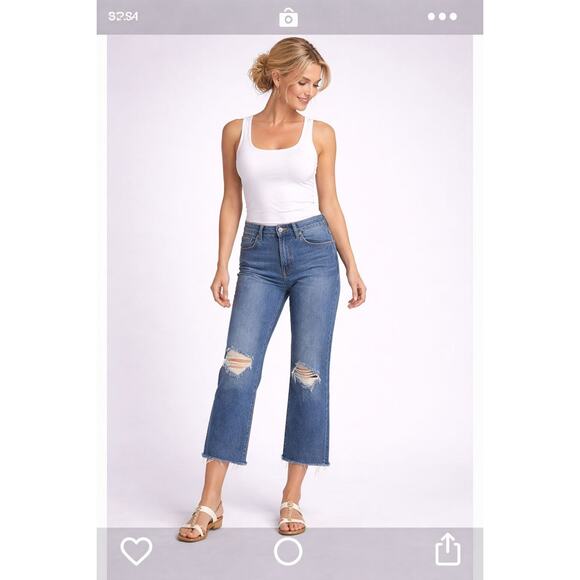 Good American Denim - Good American Distressed Cropped Jeans
